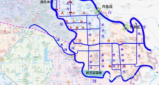 将结合宋庄蓄滞洪区建设水系连通循环工程,从温榆河引水,经湿地,水厂