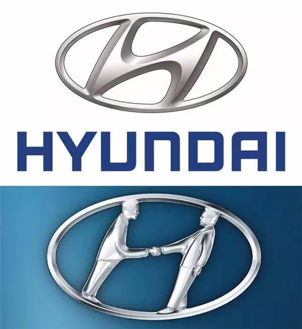 现代 hyundai 韩国汽车现代的标志是椭圆内有个倾斜字母h 仅仅代表着