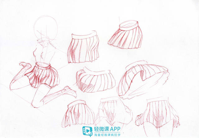 手绘动漫少女百褶裙画法