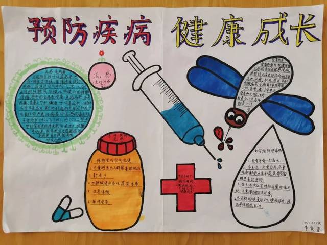 五年级孩子创作的 预防肺结核主题手抄报 从设计到排版都非常专业