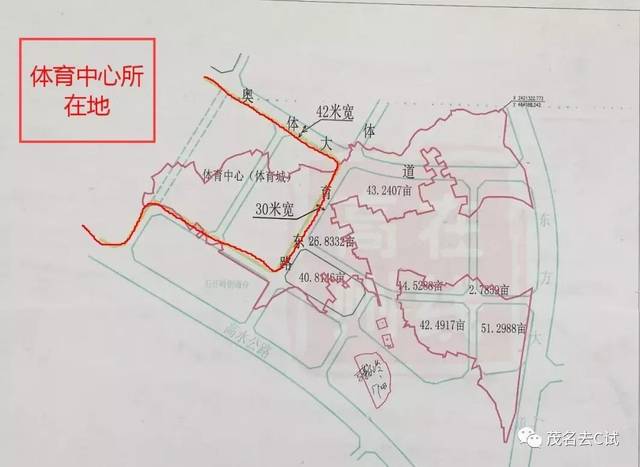 路网图可以看到高州市体育中心 (体育城)规划位置在石仔岭街道办后面