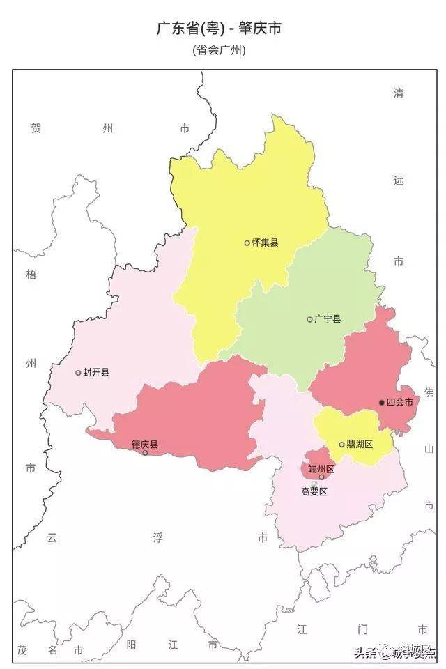 广东省最全版行政区划地图,多个地级市已无县,区县数量差距明显