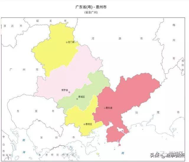 广东省最全版行政区划地图,多个地级市已无县,区县数量差距明显