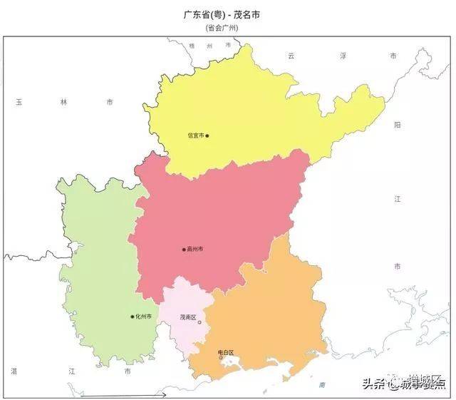 广东省最全版行政区划地图,多个地级市已无县,区县数量差距明显