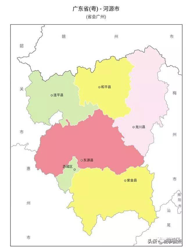 广东省最全版行政区划地图,多个地级市已无县,区县数量差距明显