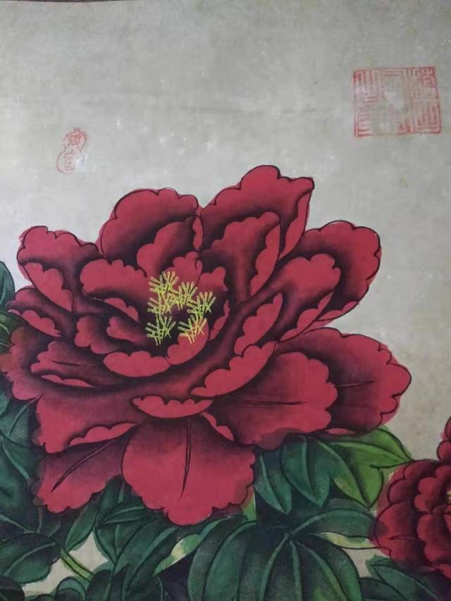 清宫旧藏三希堂精品书画-唐寅花开富贵牡丹图 hsx-008