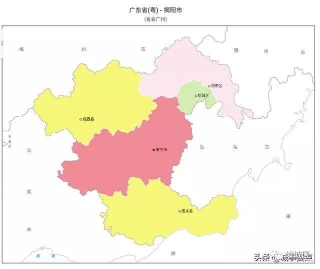 广东省最全版行政区划地图,多个地级市已无县,区县数量差距明显