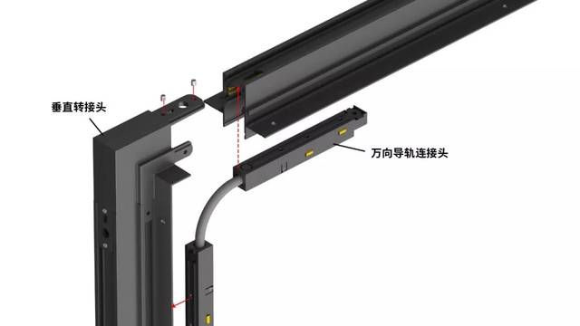 在整个磁吸系统轨道的尽头处,需要将导轨侧盖安装好,再将快捷电源