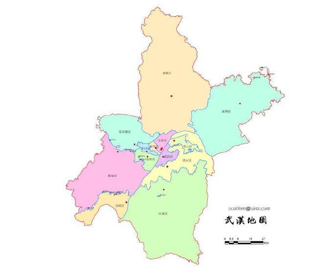 和江北相对比较工整,清晰的行政区划相比,武汉江南四区,洪山,武昌