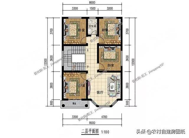 4款100平的小户型三层别墅,宽8米×深12米,都是欧式大气风