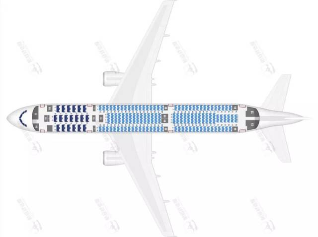 该航线往返座位数为 600个 中国东方航空空客330客舱布局图 图片仅供