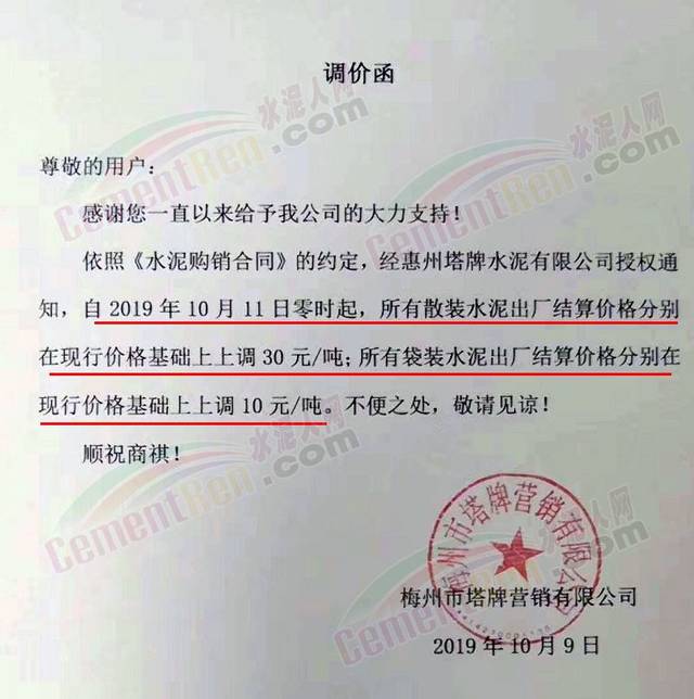 水泥价格强势上涨,多区域发布集体调价通知(附涨价函)