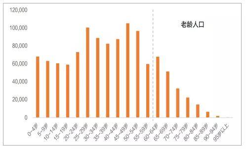 2017 年中国人口年龄分布情况(抽样数,单位:人)