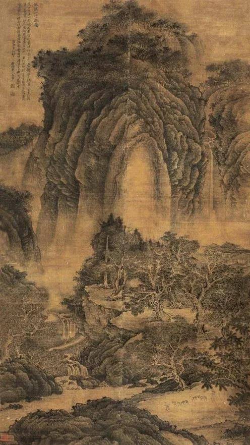 (北宋.范宽 《溪山行旅图》,宋朝第一画,纵206.3cm,横103.