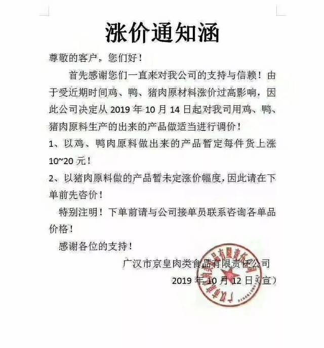 10月,调理品企业调价通知汇总!鸡肉什么时候降价