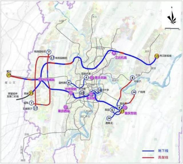 4公里,设车站11座. 9,27号线(璧山站—重庆东站),线路长49公里,设车站