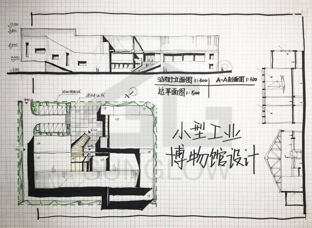 大快题模考评图01 天大18初试 小型工业博物馆设计