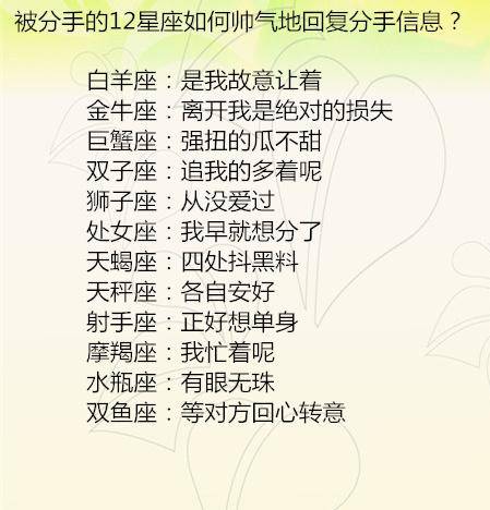 原创被分手的12星座如何帅气地回复分手信息?