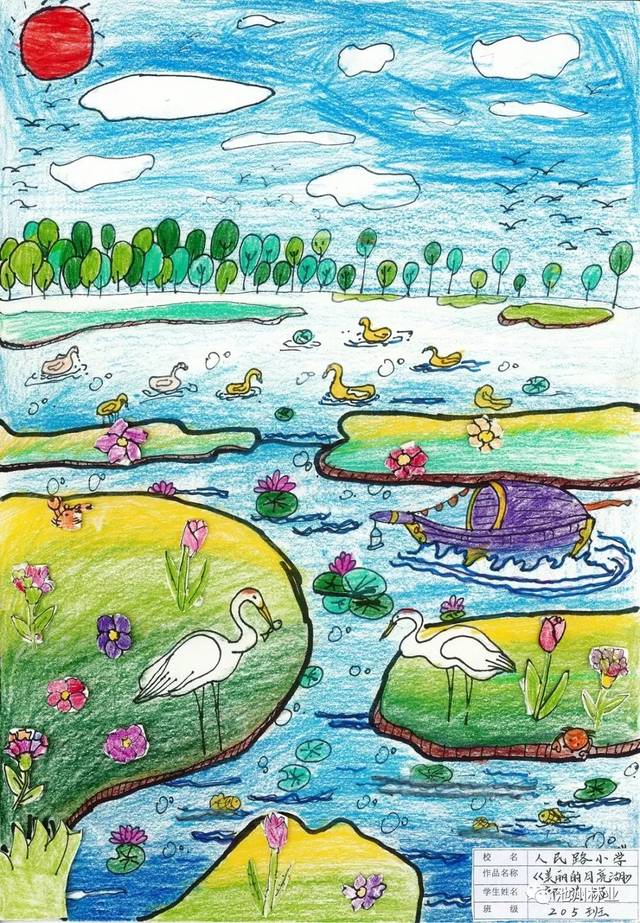 池州市小学生湿地绘画作品展来啦!有你家娃儿的吗?