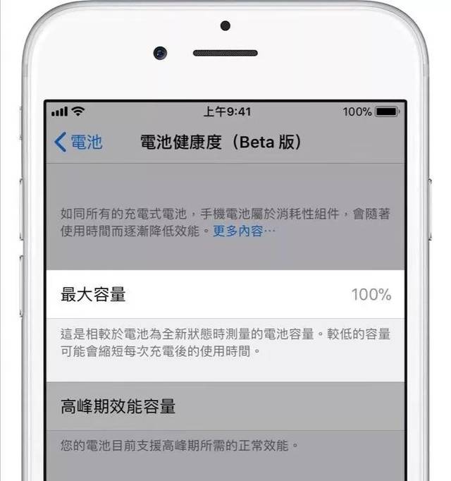 ios系统设置里面可以看到电池的损耗以及健康值,峰值性能容量是决定