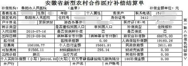 11元,城乡居民医保(新农合)报销68675元,大病保险报销19160.