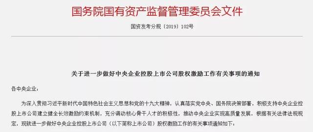 央企股权激励6大要点发布,对市场究竟意味着什么-国资论坛