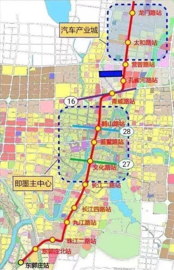 地铁7号线和1号线衔接,一期工程自兴国路至东郭庄站,线路长17.