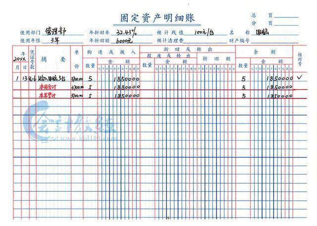 数量金额式明细账