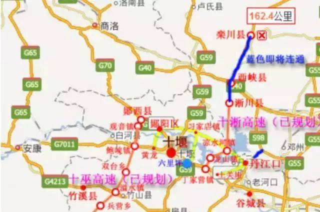 十淅高速公路 起于湖北省丹江口市丁家营镇,与福银高速公路交叉设置