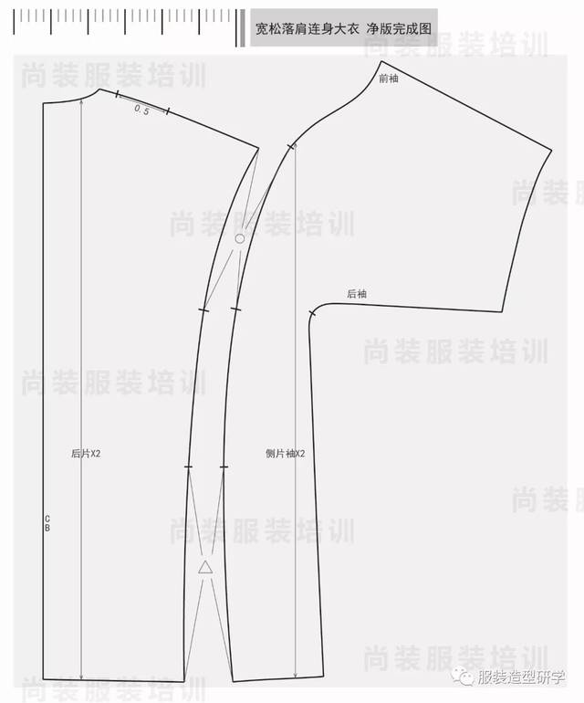 尚装| 宽松前落肩袖后连身袖茧型大衣制版