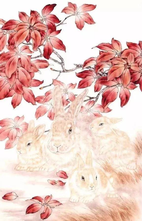 工笔画可爱的小兔子 绘画教程要领 国画也可以这么萌
