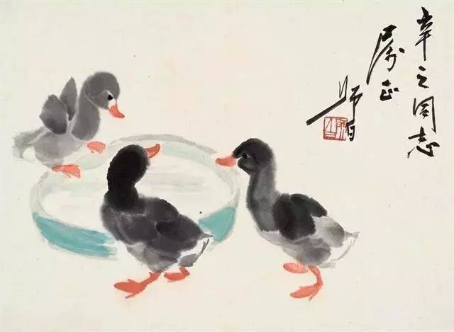 编辑:中国青州农民画网(微信号:zgqznmhw) 小鸭鸭颈娄师白画小鸭姿态