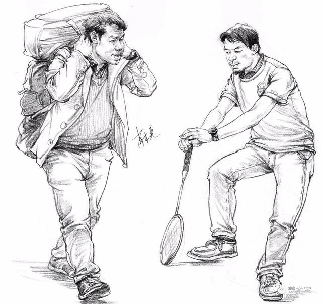 临摹精选丨双人动态速写组合范画