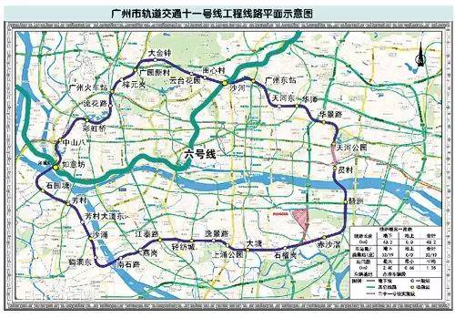 广州地铁11号线工程线路示意图