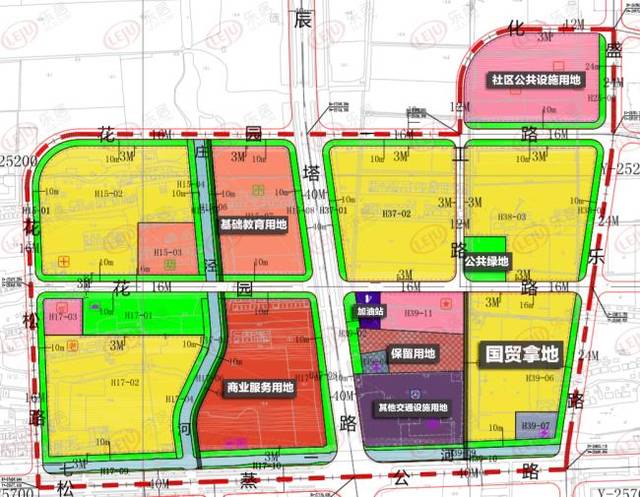 上海市松江区规划和自然资源局提供的松江区永丰街道h单元的控规图及