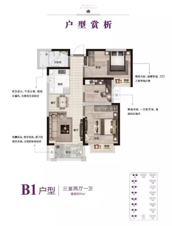 华南城紫荆名都89㎡户型图