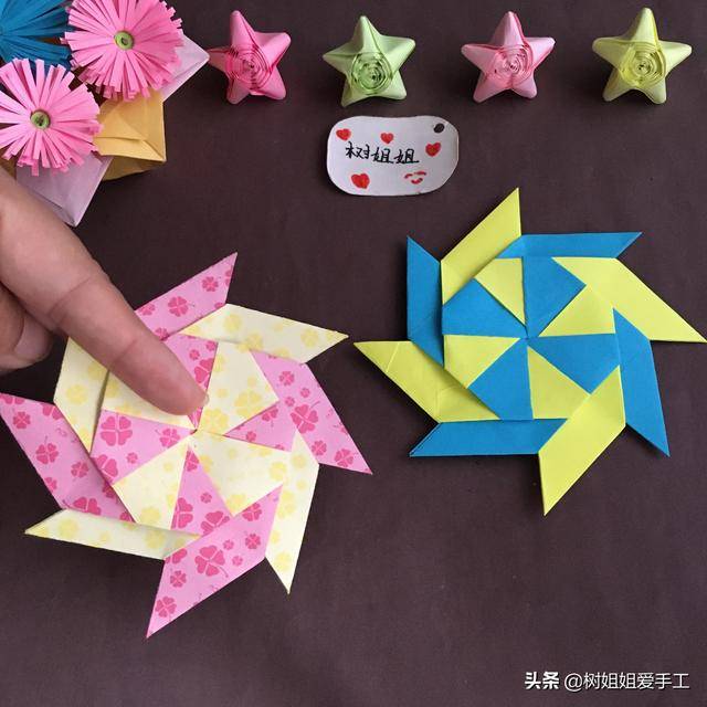 「玩具折纸」8个小正方形折出可变形的八角飞镖,还不需要胶