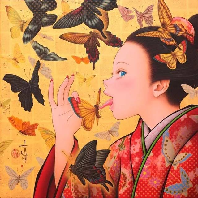 艺伎美人插画,插画师田村吉康笔下的各种浮世绘女性绘画!