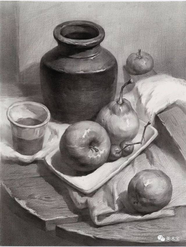 临摹精选丨素描静物组合范画