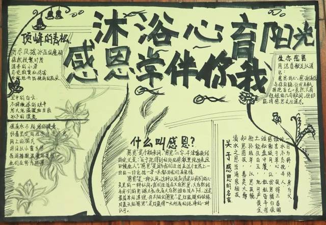 四,五年级绘制"感恩"主题心理健康手抄报