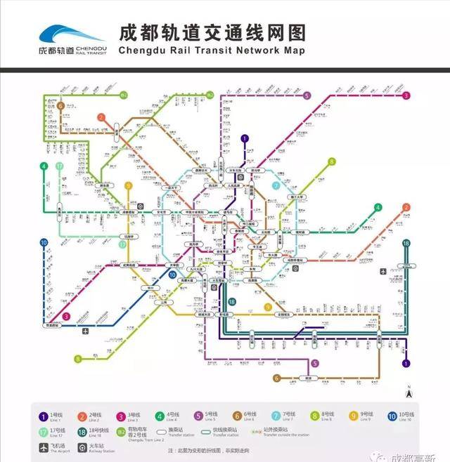 成都地铁最新线网图出炉,6,8,9,17,18号线明年开通