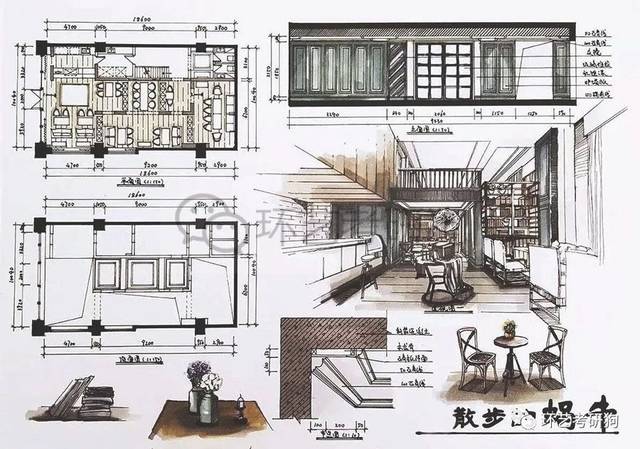 室内快题丨餐饮空间(餐厅咖啡馆茶室)专题作品集锦/环艺考研狗