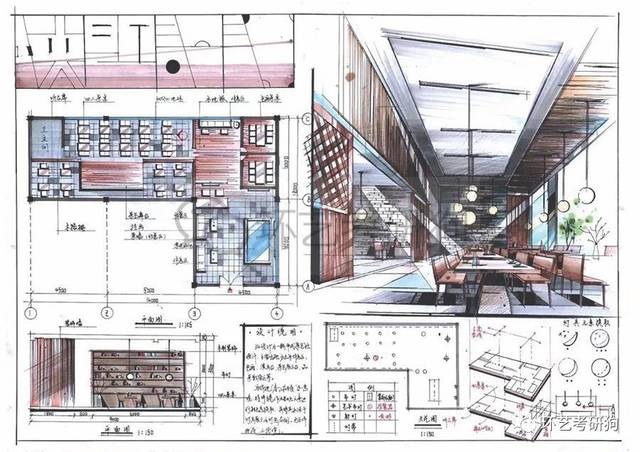 室内快题丨餐饮空间(餐厅咖啡馆茶室)专题作品集锦/环艺考研狗