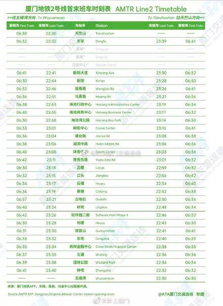 刚刚,厦门地铁2号线时刻表出炉!票价曝光!开通倒计时!