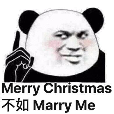 merry christmas 不如 marry me 熊猫头圣诞节撩汉撩妹表情包