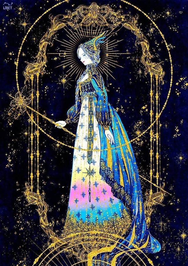 插画师笔下的塔罗牌:用色华丽夸张,笔触细腻精致,星盘