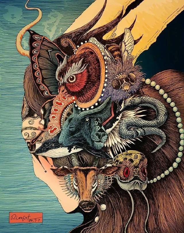 魔幻系浮世绘风格插画作品