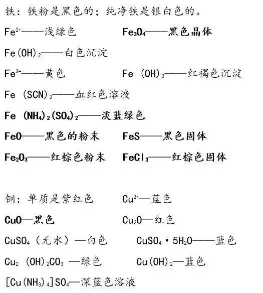 宇宙最全系列丨高中化学物质颜色,俗名,常见反应及现象汇总