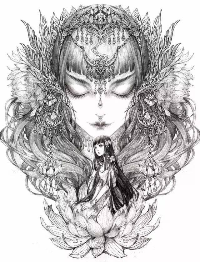白骨 最后再送大家一组 古戈力小姐姐的古风美人线稿图 要想画得好