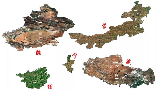 高清地图看我国五个自治区:新疆面积相当于26个宁夏那么大